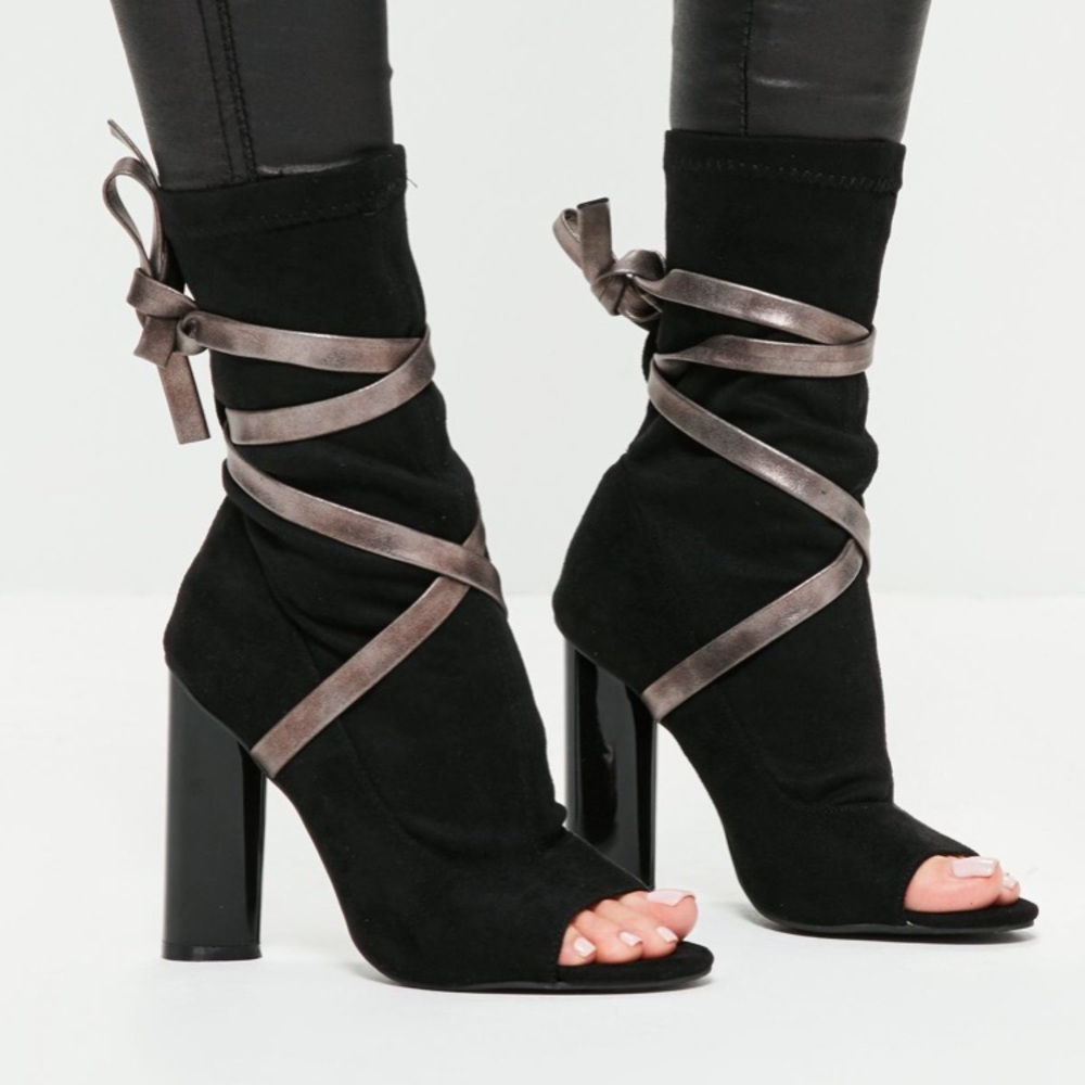 Black peep toe booties